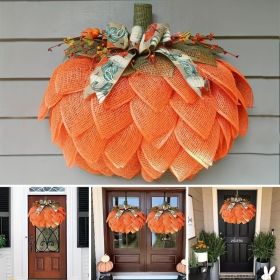 1pc Halloween Thanksgiving Pumpkin Cloth Flower Wreath Courtyard Decoration Wreath Harvest Festival Wreath