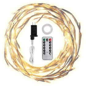 Lighted Birch Garland 7.87FT Lighted Twig Vine Lights 144LED Birch Garland with Lights String Light with Timer 8 Modes IP45 Waterproof for Christmas F