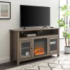 Transitional Electric Fireplace Wood and Glass TV Stand for TVs up to 65" - Grey Wash