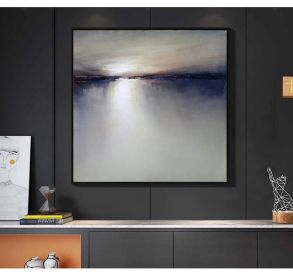 Skilled Painter Hand-painted High Quality Abstract Grey Oil Painting on Canvas Beautiful Abstract Oil Painting for Living Room (size: 150x150cm)