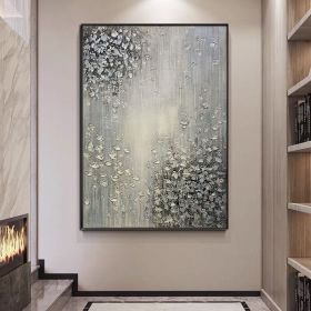 Hand Painted Abstract Oil Painting White Texture On Canvas Abstract Wall Art Picture Living Room Bedroom Wall Decor Unframed (size: 60X90cm)