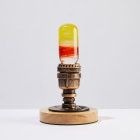 EP LIGHT FLAME LED Bulb Table Lamp, Vintage Style Wooden Table Lamp For Livingroom Bedroom (Color: Bulb metal base)