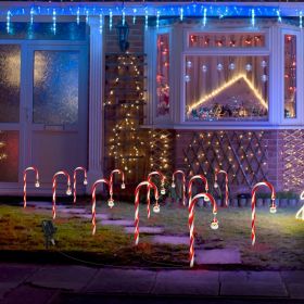 Solar Christmas Candy Cane Lights with 12 Candies 72LEDs Outdoor Christmas Decorations IP44 Waterproof Flickering Pathway Markers String Lights with 8 (Type: Santa)