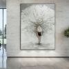 100% Handmade gold foil artwork square white flower landscape Oil Painting Modern Living Room Wall Decoration